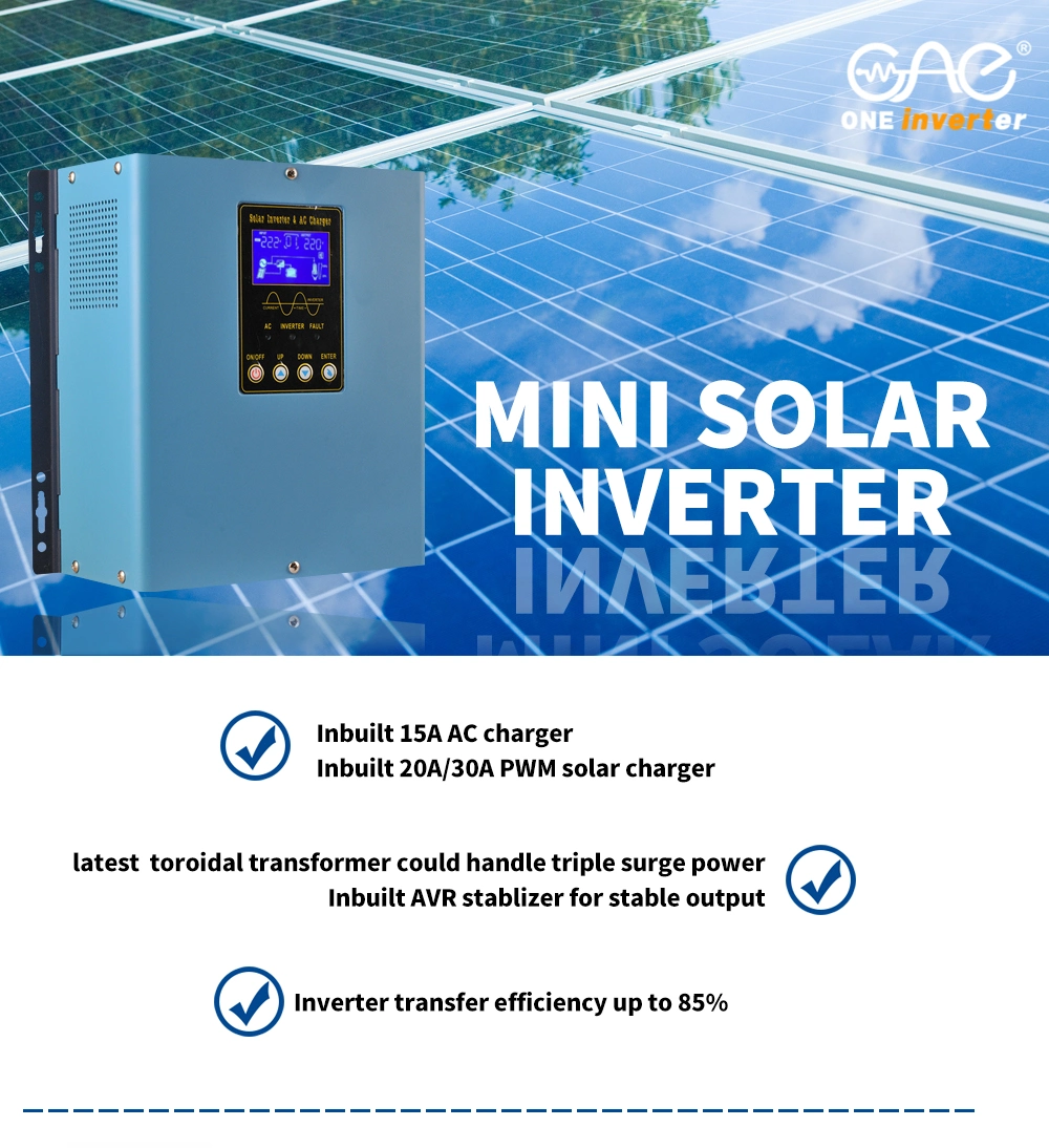 Low Frequency 12VDC 220VAC Inverters Pure Sine Wave Hybrid Solar Inverter 500W with PWM Charge Controller